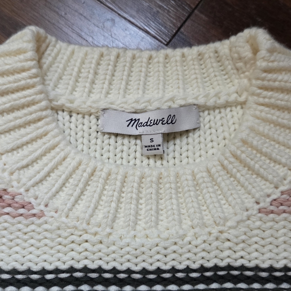 Madewell Cotton Crewneck Sweater in Stripe Size S - Picture 5 of 8